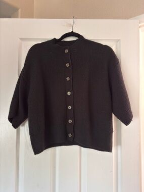 ASOS Black Short-Sleeve Button Cardigan